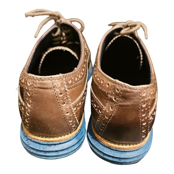 COLE HAAN Lunargrand Taupe Leather Wingtip Oxfords - Size 9 1/2 - Picture 4 of 10